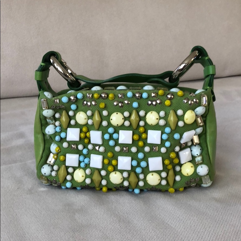 CHLOE Green Beaded Jewel Purse Baguette